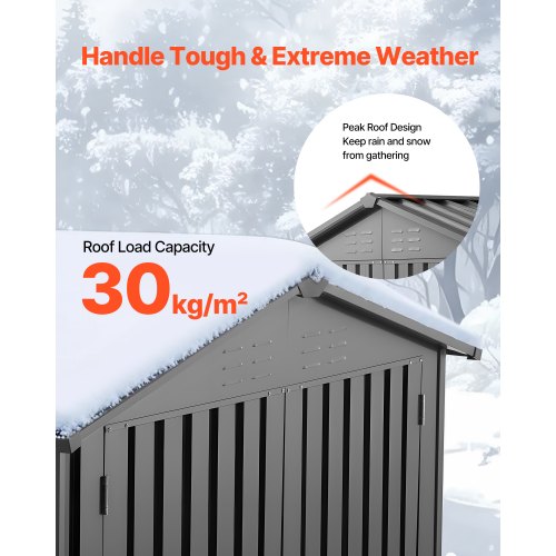 Metal garden shed, 1.8 x 1.2 meters, outdoor storage shed, with 4 ventilation grilles, gray | EU