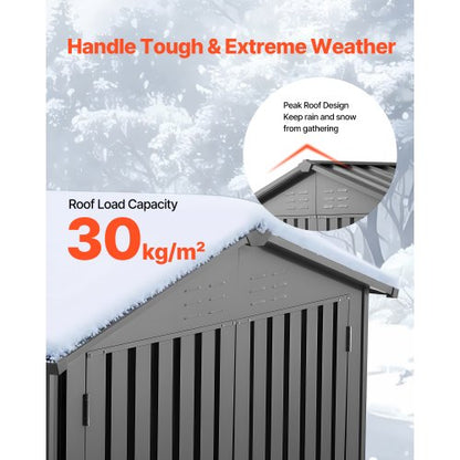 Metal garden shed, 1.8 x 1.2 meters, outdoor storage shed, with 4 ventilation grilles, gray | EU