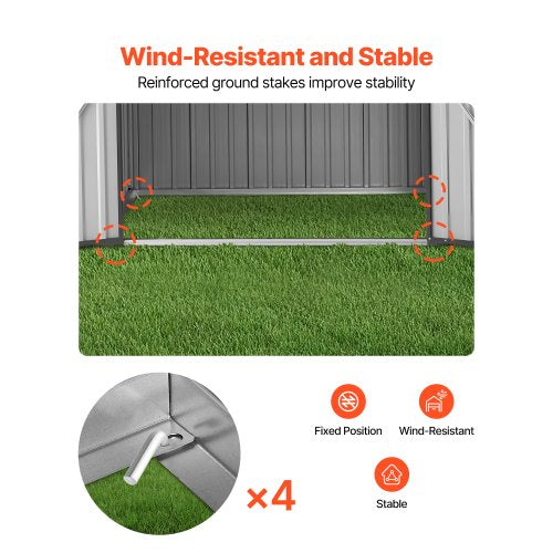 Metal garden shed, 1.8 x 1.2 meters, outdoor storage shed, with 4 ventilation grilles, gray | EU