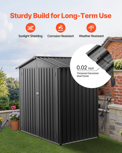 6 x 4 FT Metal Garden Shed, Outdoor Storage Shed with Lockable Doors & 4 Louver Vents, Peak Roof Metal Sheds Outdoors Storage, Storaged Sheds Clearance for Backyard, Garden, Patio, Bike, Gray