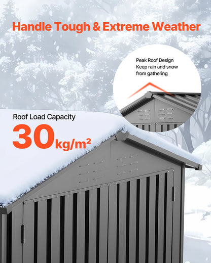 6 x 4 FT Metal Garden Shed, Outdoor Storage Shed with Lockable Doors & 4 Louver Vents, Peak Roof Metal Sheds Outdoors Storage, Storaged Sheds Clearance for Backyard, Garden, Patio, Bike, Gray