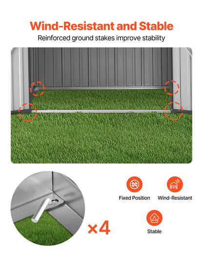 6 x 4 FT Metal Garden Shed, Outdoor Storage Shed with Lockable Doors & 4 Louver Vents, Peak Roof Metal Sheds Outdoors Storage, Storaged Sheds Clearance for Backyard, Garden, Patio, Bike, Gray