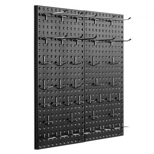 Metal Pegboard Panels, 24" x 12" Pegboard, 2 Panels, Heavy Duty Peg Board Wall Organizer with Accessories, for Living Room Garage Tool Storage Office Organization Craft Room Kitchen Home, Black