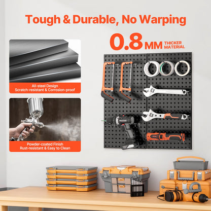 Metal Pegboard Panels 2 Panels 32" x 16" Wall Organizer for Garage Tool
