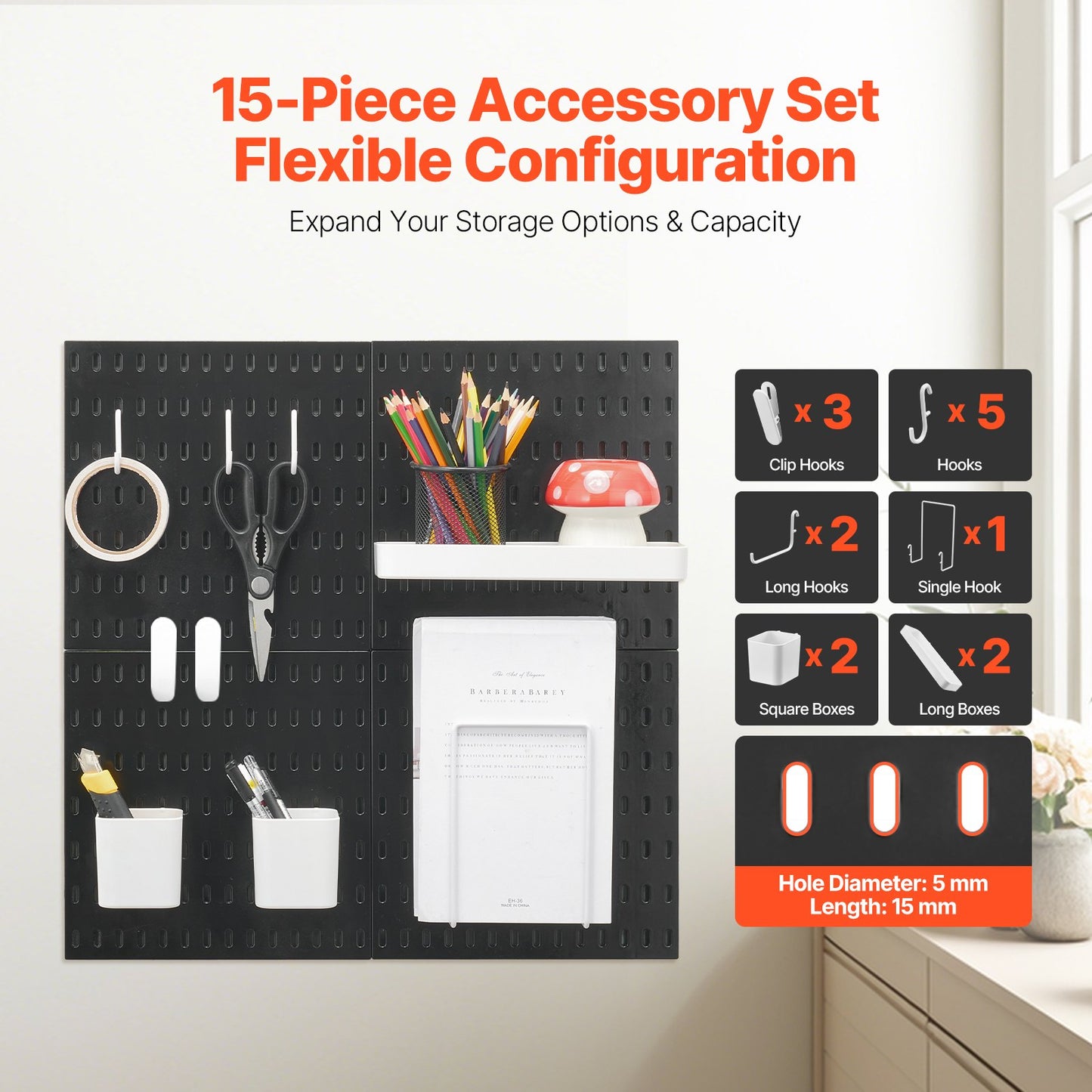 Pegboard Combination Kit 11 x 11" plast Pegboard 4 paneler för hem svart