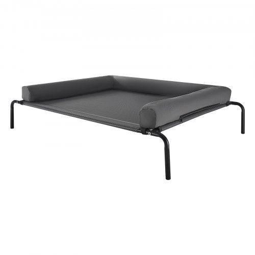 Elevated Dog Bed for Large Dogs, Portable Raised Dog Cot with Washable Pillow, Indoor & Outdoor Pet Cooling Raised Hammock Bed with Steel Metal Frame and Breathable Teslin Mesh, XL, Gray