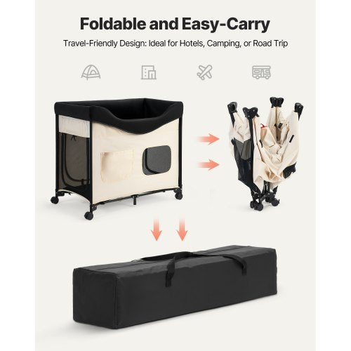 Erhöhtes Lounge-Haustierbett, faltbares Etagenbett für Hunde mit Rädern und Seitentaschen L | EU