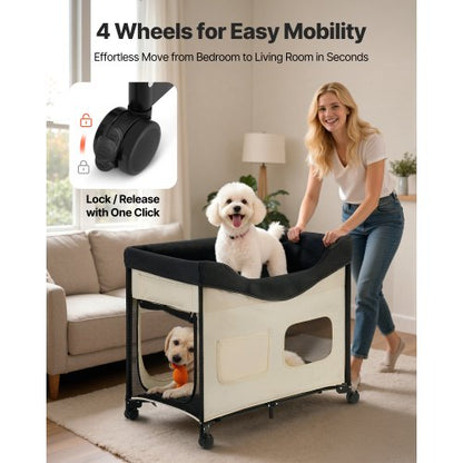 Elevated Lounge Pet Bed Foldable Bunk Bed for Dogs with Wheels and Side Bags XL | EU