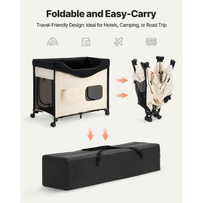 Elevated Lounge Pet Bed Foldable Bunk Bed for Dogs with Wheels and Side Bags XL | EU