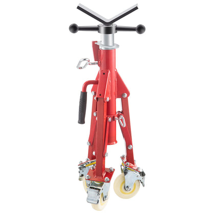 Pipe Stand, Pipe Jack Stand, V Head Pipe Stand Adjustable Height 20-37 Inch, Pipe Jack Stand with Wheels 882 LB, Foldable Portable Pipe Stands 1/8 to 12 Inch Pipe Support, Steel Jack Stand