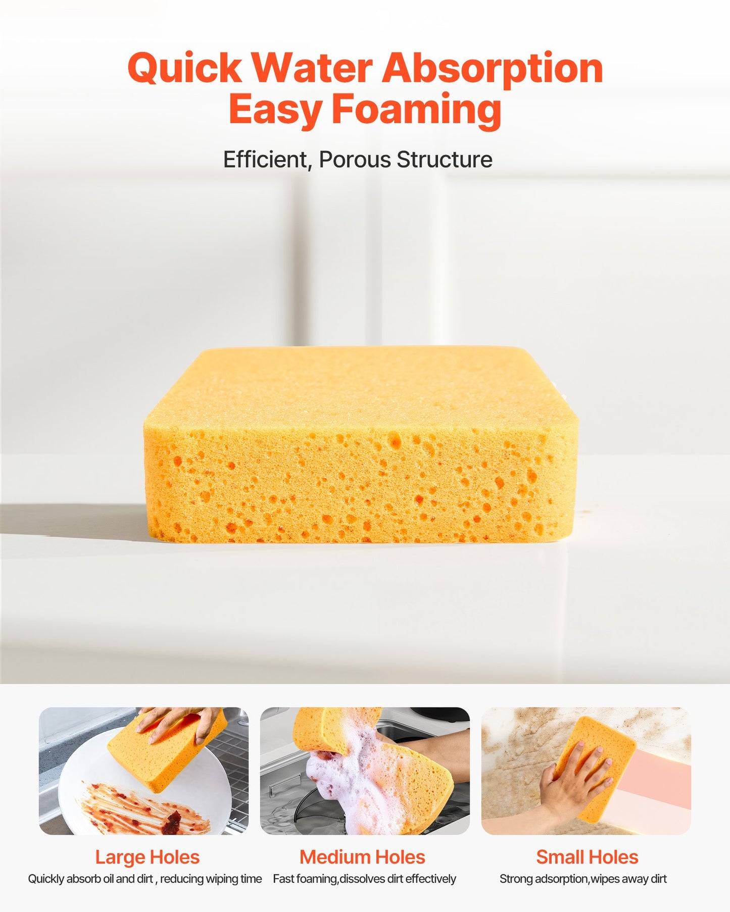 Scrub Sponge, 6-Pack Non-Scratch Cleaning Sponges for Home, Bathroom & More, Zero Scratch Dish Scrubber, Large Household Scrubbing Sponges, Friendly to Tiles, Marble, Glass and Other Surfaces