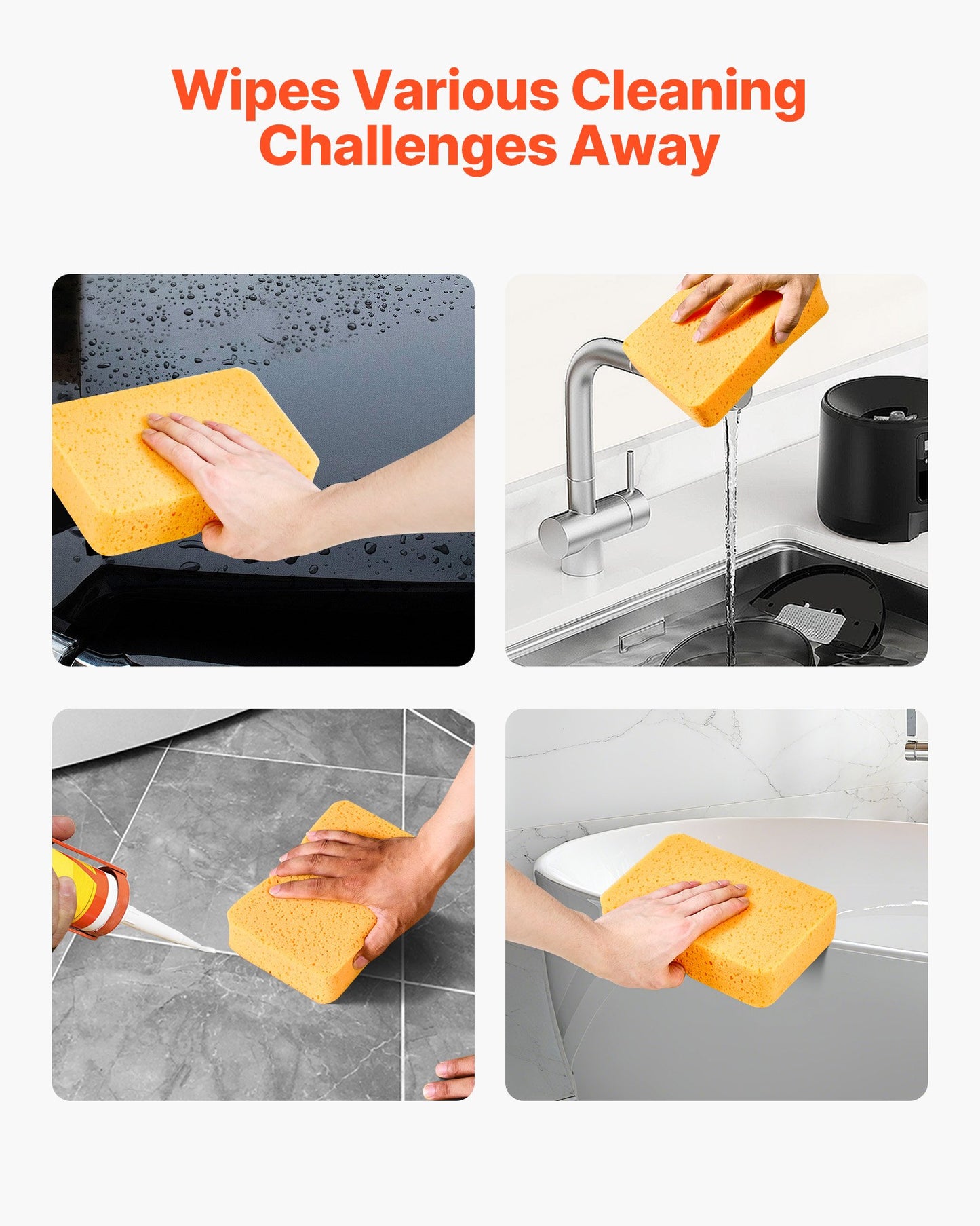 Scrub Sponge, 6-Pack Non-Scratch Cleaning Sponges for Home, Bathroom & More, Zero Scratch Dish Scrubber, Large Household Scrubbing Sponges, Friendly to Tiles, Marble, Glass and Other Surfaces