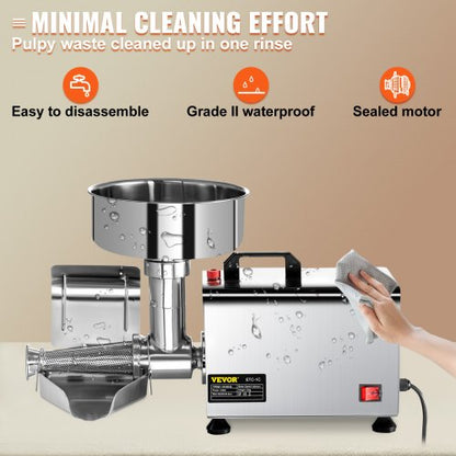 electric tomato strainer 370W stainless steel tomato grinder tomato sauce machine Pure copper motor tomato sauce machine 90-160 KG per hour for food strainer and sauce machine | EU