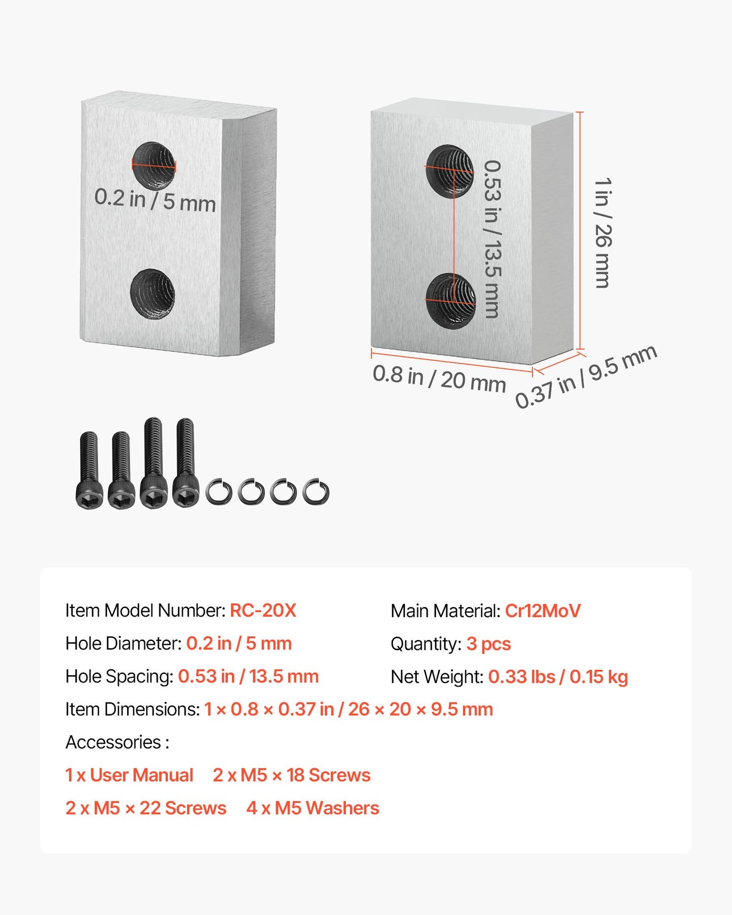 Rebar Cutter Blades, 6 Pcs Replacement Jaw Blades for 3/4Inch 20mm #6 Electric Rebar Cutter, Double-sided, CR12MOV High-Hardness Steel, Fast Efficient with Screws and Spring Washer, Silver