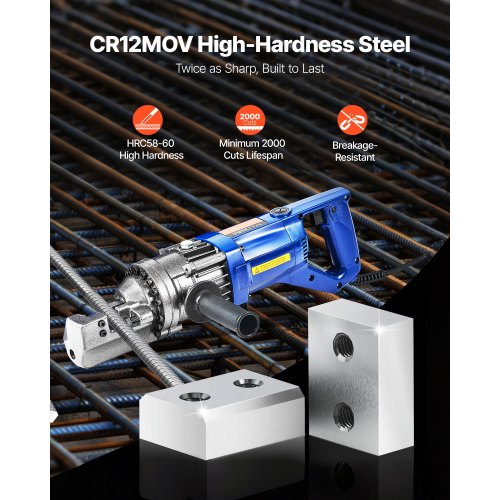 Armeringsskärblad, 6 st. ersättningsklingor för 1 tum 25 mm #8 elektrisk armeringsskärare, dubbelsidig, CR12MOV höghårdhetsstål, snabb och effektiv med skruvar och fjäderbricka, silver |  EU