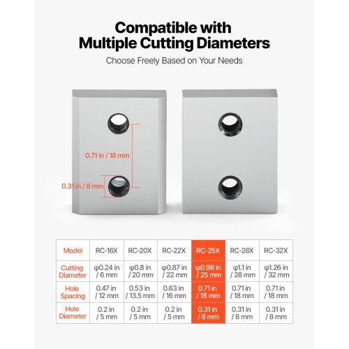 Armeringsskärblad, 6 st. ersättningsklingor för 1 tum 25 mm #8 elektrisk armeringsskärare, dubbelsidig, CR12MOV höghårdhetsstål, snabb och effektiv med skruvar och fjäderbricka, silver |  EU