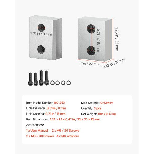 Armeringsskärblad, 6 st. ersättningsklingor för 1 tum 25 mm #8 elektrisk armeringsskärare, dubbelsidig, CR12MOV höghårdhetsstål, snabb och effektiv med skruvar och fjäderbricka, silver |  EU