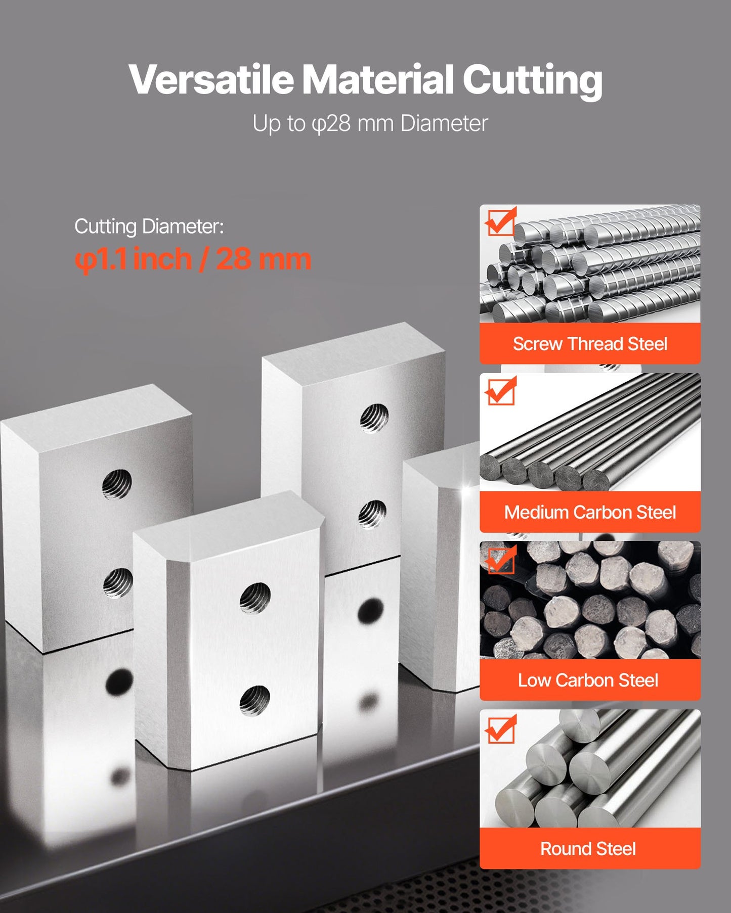 Rebar Cutter Blades, 6 Pcs Replacement Jaw Blades for 1-1/8 Inch 28mm #9 Electric Rebar Cutter, Double-sided, CR12MOV High-Hardness Steel, Fast Efficient with Screws and Spring Washer