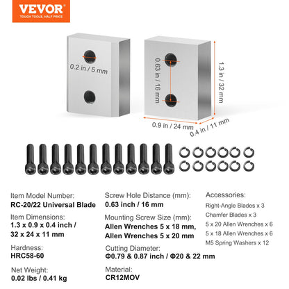6 PCS 20/22mm Electric Rebar Cutter Blade Replacement Jaw Blades
