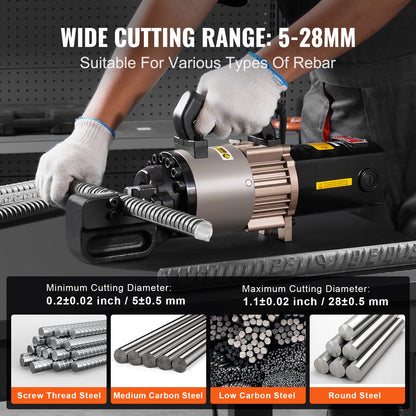 2000W elektrisk hydraulisk armeringsskär som skär upp till 1,1 tum 5-28 mm