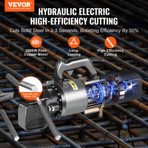 2000W Electric Hydraulic Rebar Cutter Cuts Up to 1 Inch #8 4-25mm | EU