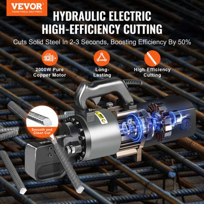 2000W Electric Hydraulic Rebar Cutter Cuts Up to 1 Inch #8 4-25mm | EU