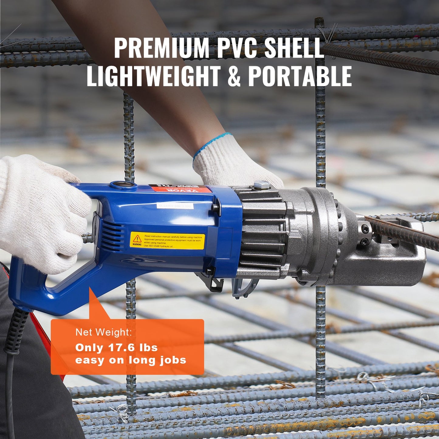 1000 W elektrischer hydraulischer Bewehrungsschneider für bis zu 5/8 Zoll (4–16 mm) #5 Bewehrungsstahl