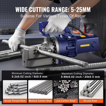 1700W elektrisk hydraulisk armeringsjärnsskärare upp till 1 tum #8 (5-25 mm) armeringsjärn