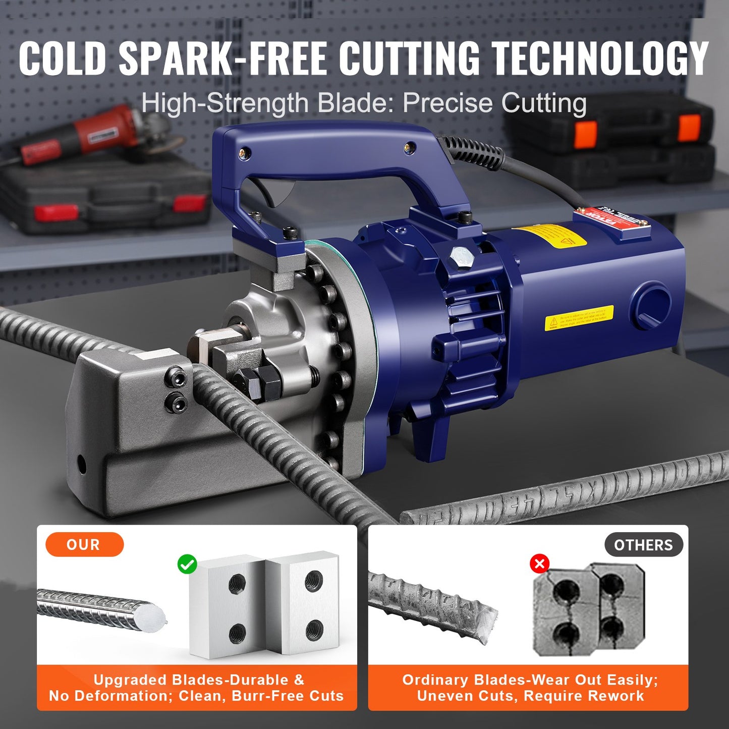 1700W elektrisk hydraulisk armeringsjärnsskärare upp till 1 tum #8 (5-25 mm) armeringsjärn