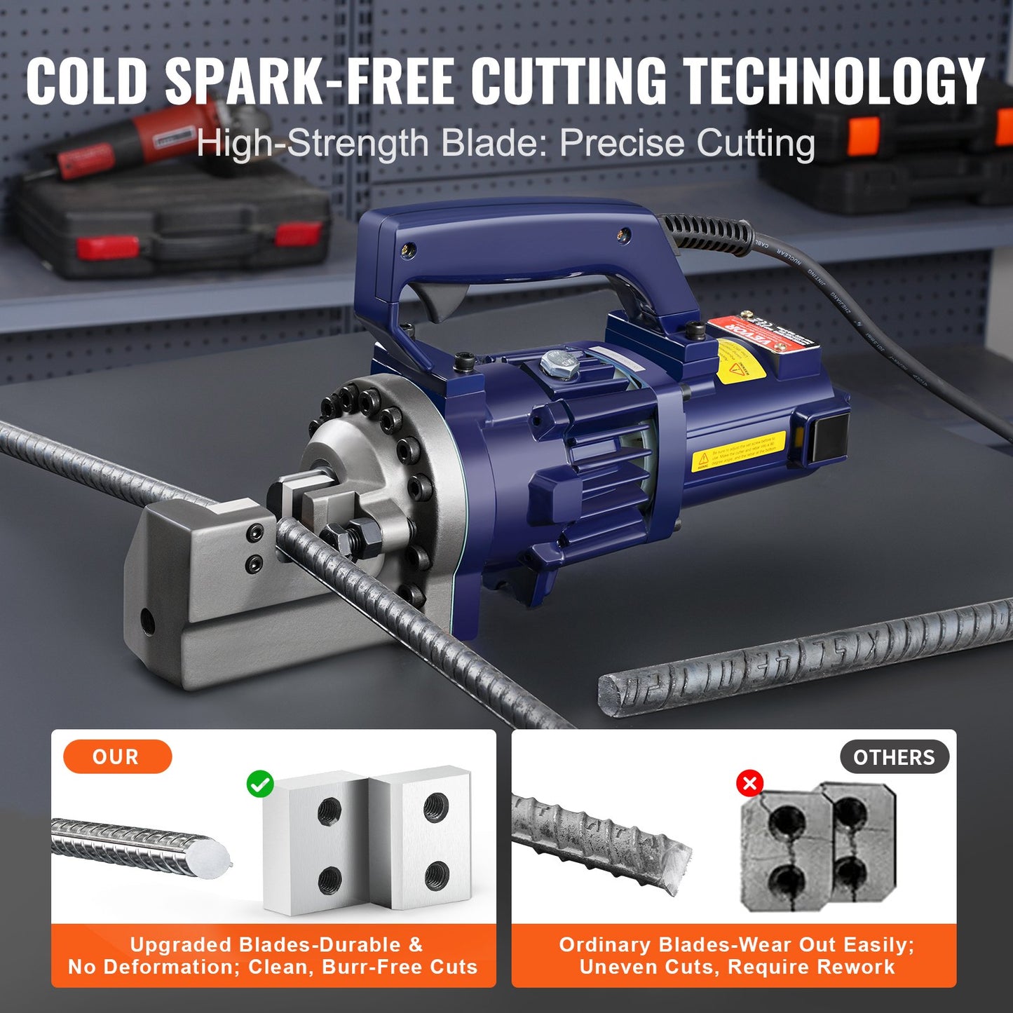 1000 W elektrischer hydraulischer Bewehrungsschneider für bis zu 3/4 Zoll #6 (4–20 mm) Bewehrungsstahl