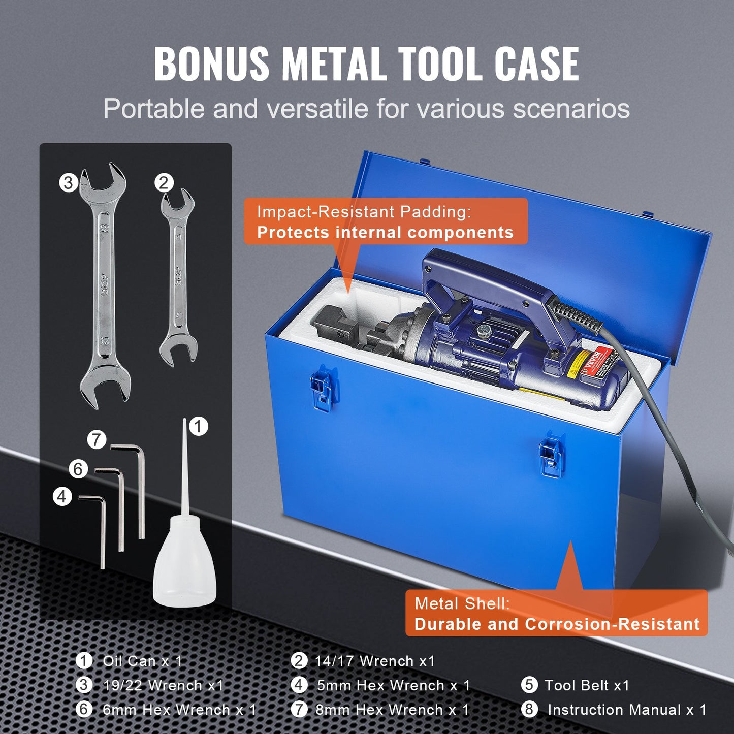 1350W elektrisk hydraulisk armeringsjärnsskärare upp till 7/8 tum #7 (4-22 mm) armeringsjärn