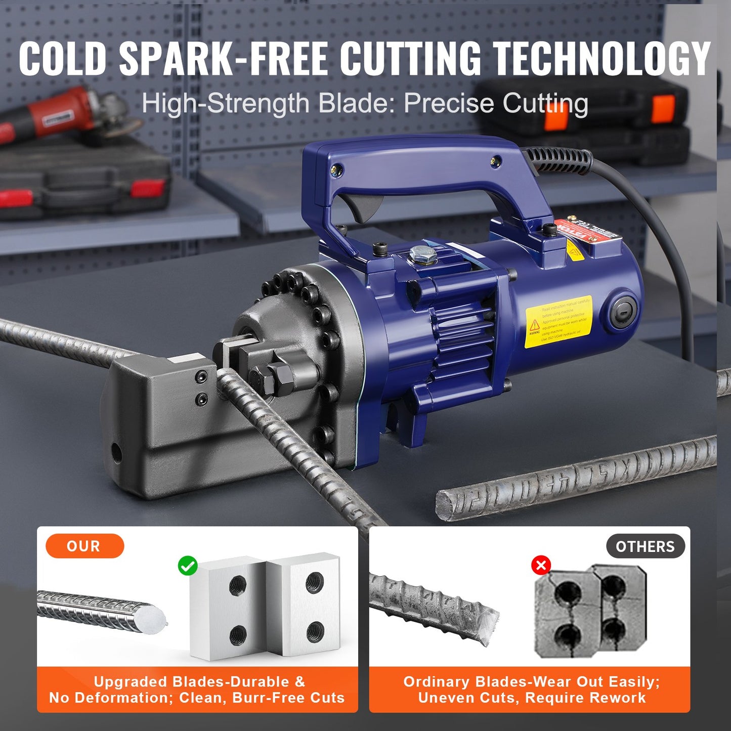 1350W elektrisk hydraulisk armeringsjärnsskärare upp till 7/8 tum #7 (4-22 mm) armeringsjärn