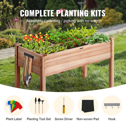Raised Garden Bed, 3.9 x 1.9 x 2.5 ft Wooden Planter Box, Elevated Outdoor Planting Boxes with Legs, for Growing Flowers/Vegetables/Herbs in Backyard/Garden/Patio/Balcony, Burlywood