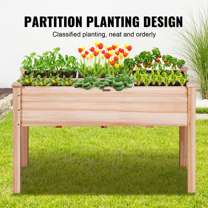 Raised Garden Bed, 3.9 x 1.9 x 2.5 ft Wooden Planter Box, Elevated Outdoor Planting Boxes with Legs, for Growing Flowers/Vegetables/Herbs in Backyard/Garden/Patio/Balcony, Burlywood