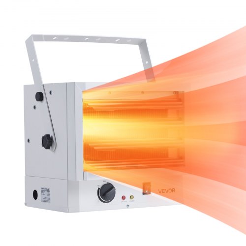 Electric Garage Heater, 5000-Watt Wall/Ceiling Mounted Shop Heater for 2 Cars, Overheat Protection & 3 Adjustable Angles, Heavy Duty Commercial for Indoor Workshop Warehouse,240V White