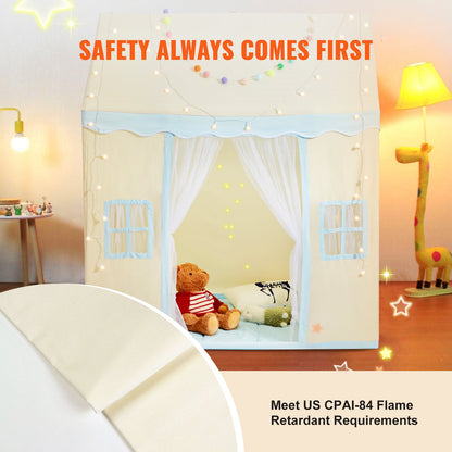 Kids Play Tent, Kids Tent for Kids 1-5 Years Old, Toddler Tent with Mat and Tent Lamp, Tent for Kids with Windows for Indoor and Outdoor, Play House Castle Tent for Boys and Girls, Beige