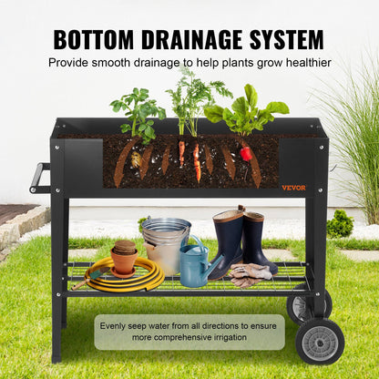 Raised Garden Bed, 42.5 x 19.5 x 31.5 inch Galvanized Metal Planter Box, Elevated Outdoor Planting Boxes with Legs, for Growing Flowers/Vegetables/Herbs in Backyard/Garden/Patio/Balcony, Black