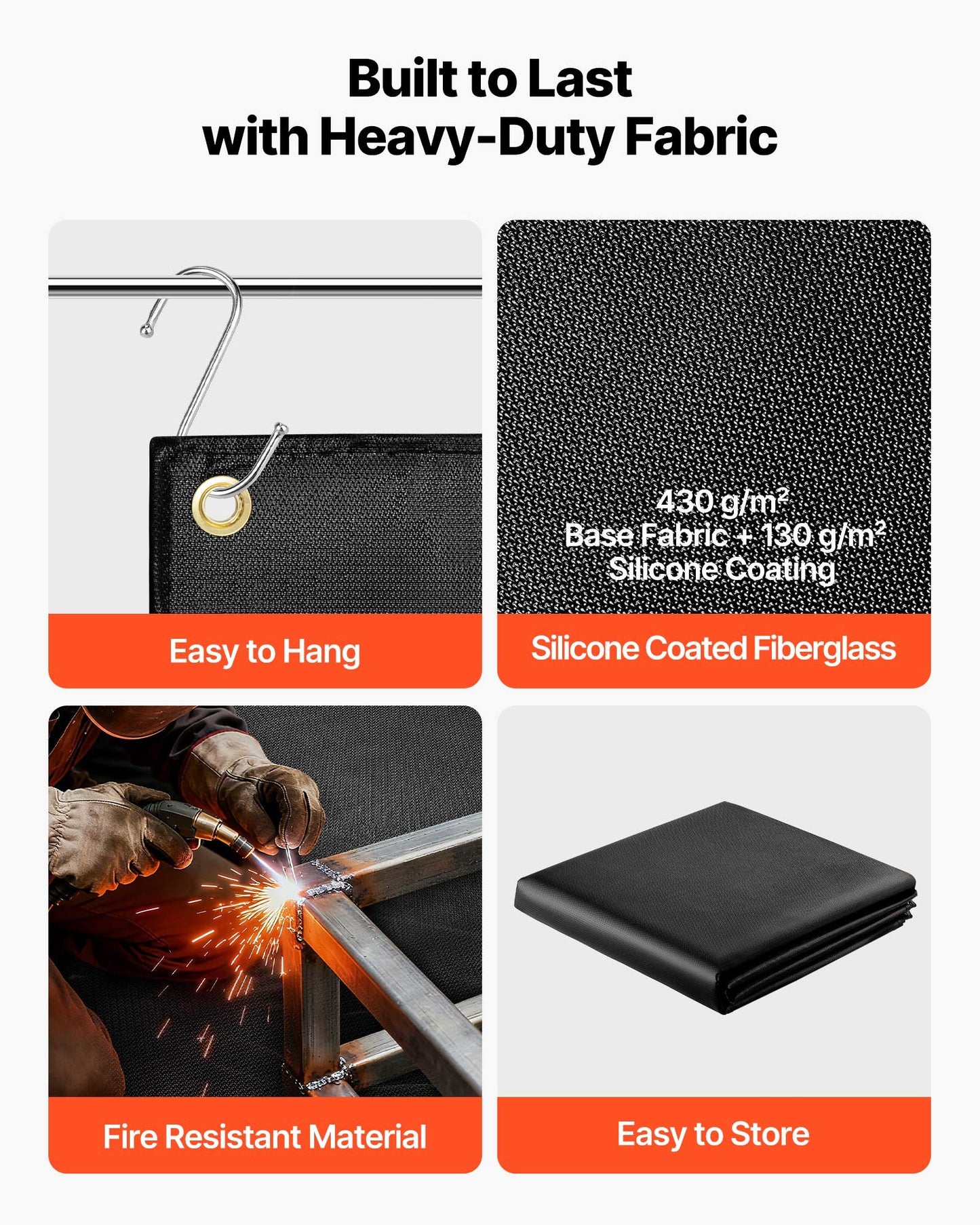 Welding Blanket, 6 x 8 FT Silicone Coated Fiberglass Welding Blanket, Up to 1800°F Heat Resistant Safety Protection Blankets, Flame Retardant Fireproof Insulation Mat with Metal Grommets