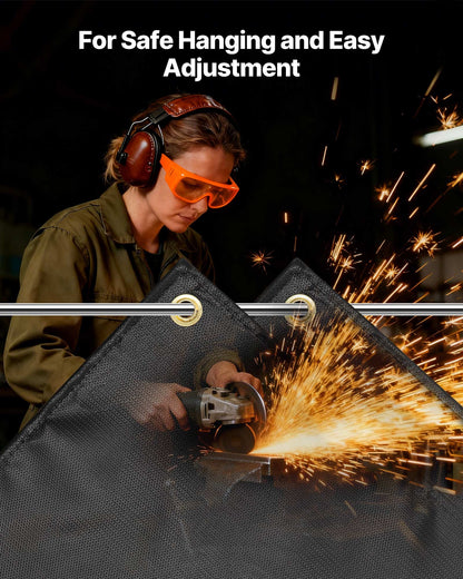 Welding Blanket, 6 x 8 FT Silicone Coated Fiberglass Welding Blanket, Up to 1800°F Heat Resistant Safety Protection Blankets, Flame Retardant Fireproof Insulation Mat with Metal Grommets