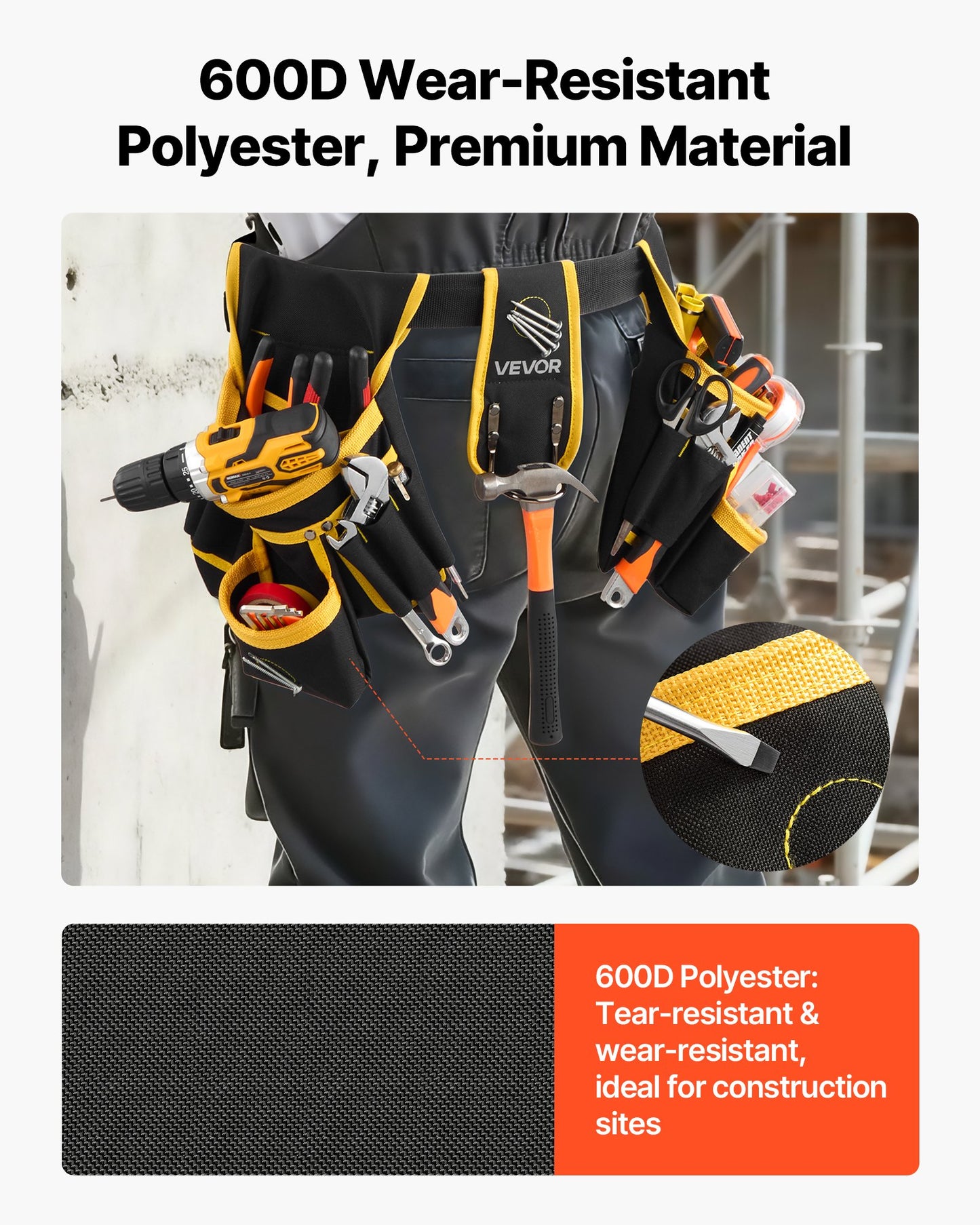 Tool Belt, Magnetic Tool Pouch for Men, 28 Pockets Heavy Duty Adjustable Utility Belt Detachable Work Bag for Electrician, Carpenter, Construction, Work Apron Organizer, Waist Adjust 31 to 48in