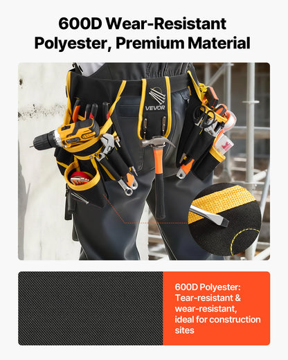 Tool Belt, Magnetic Tool Pouch for Men, 28 Pockets Heavy Duty Adjustable Utility Belt Detachable Work Bag for Electrician, Carpenter, Construction, Work Apron Organizer, Waist Adjust 31 to 48in