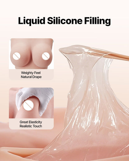 Silikonbröstskydd C-kupa höghalsade falska bröst för Cosplay Drag Queen