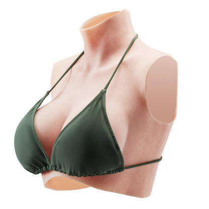 Silikonbröstskydd C-kupa höghalsade falska bröst för Cosplay Drag Queen