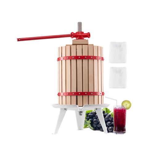 4.75 Gal/18L Fruit Wine Press, Solid Wood Basket with 8 Blocks, Heavy Duty Manual Juice Maker, Cider Apple Grape Tincture Honey Olive Oil Making Press with Handle for Kitchen, Home