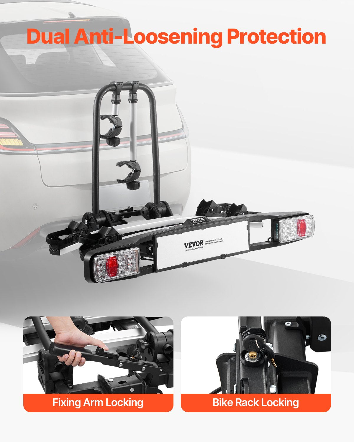 Bike holder for 2 bikes Lockable towbar Bike holder Fits 5 cm receiver