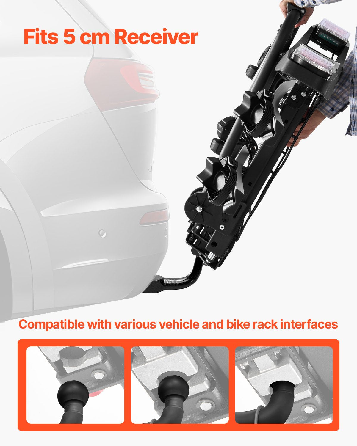 Bike holder for 2 bikes Lockable towbar Bike holder Fits 5 cm receiver