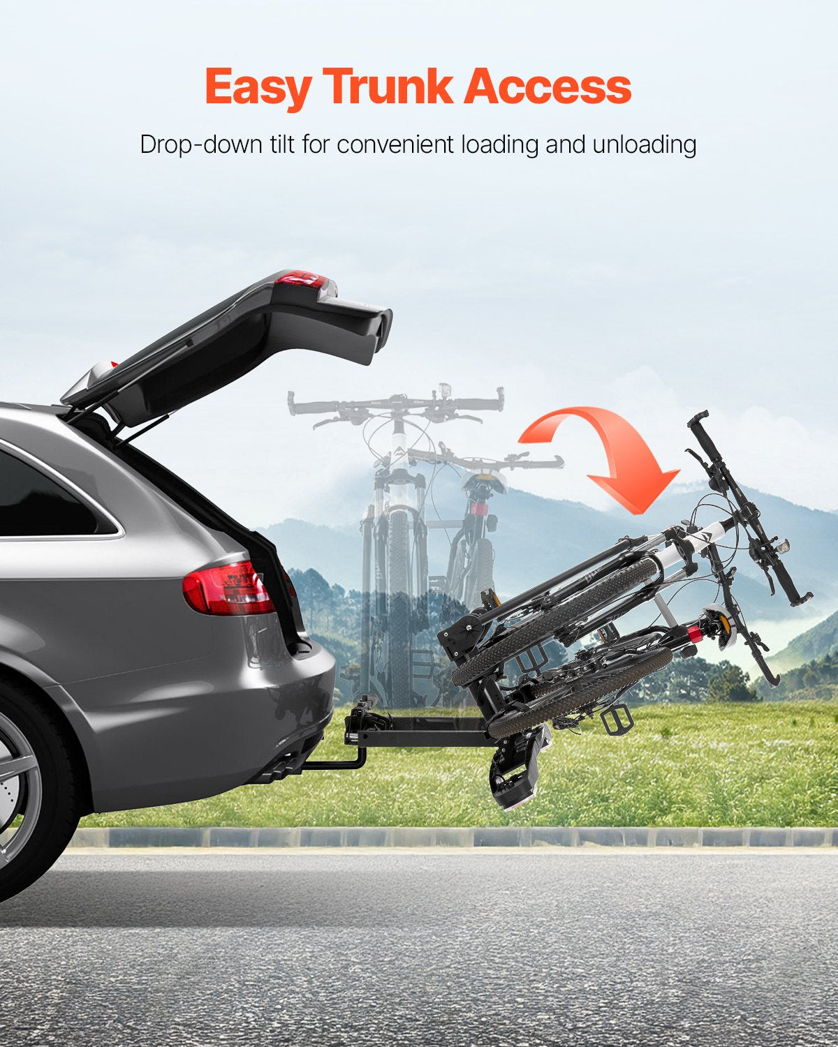 Bicycle carrier for 2 bicycles foldable bicycle carrier with towbar Fits 5 cm receiver