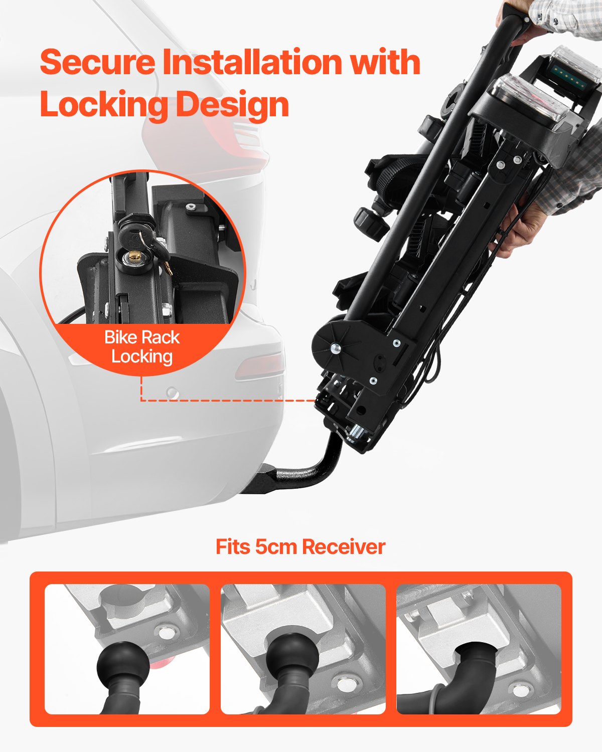 Bicycle carrier for 2 bicycles foldable bicycle carrier with towbar Fits 5 cm receiver