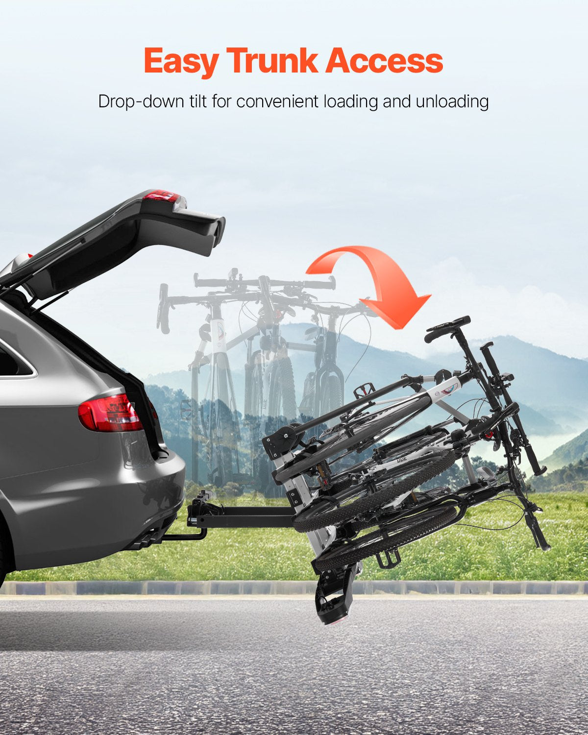 Bike holder for 3 bikes Lockable towbar Bike holder Fits 5 cm receiver