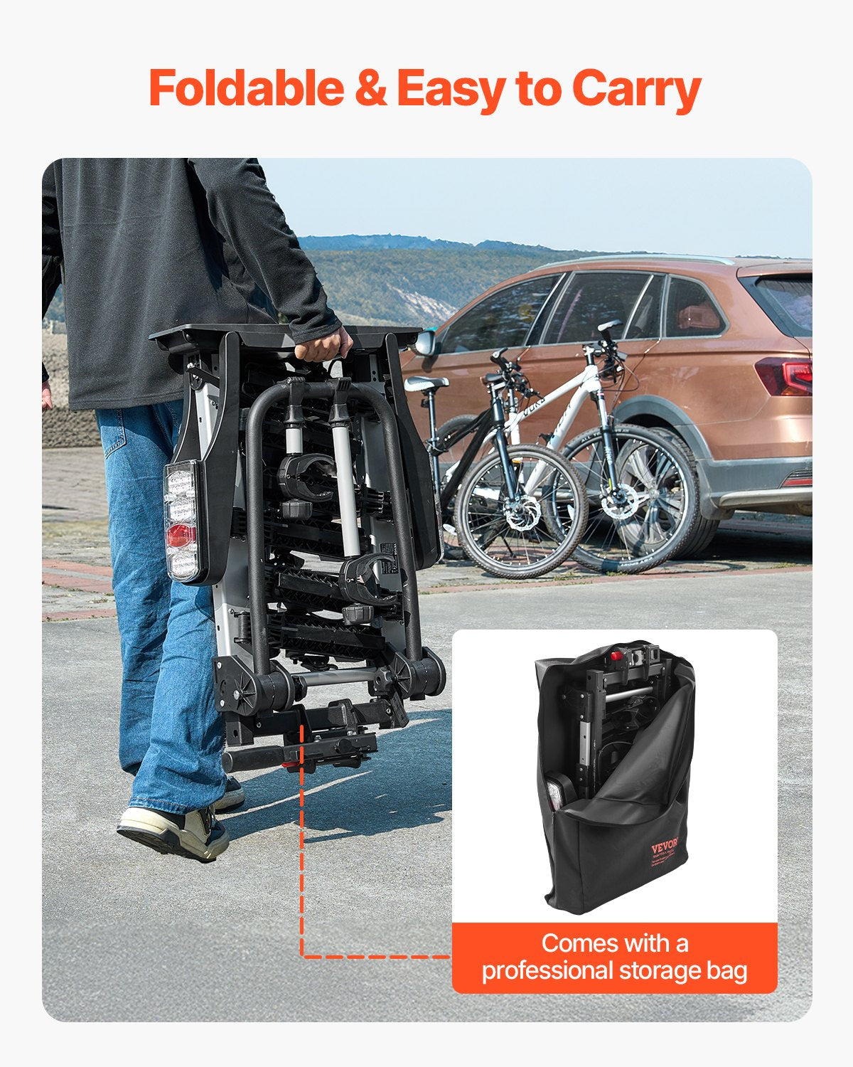 Fahrradträger für 3 Fahrräder Klappbarer Fahrradträger für Kupplungen Passend für 5 cm Aufnahmen